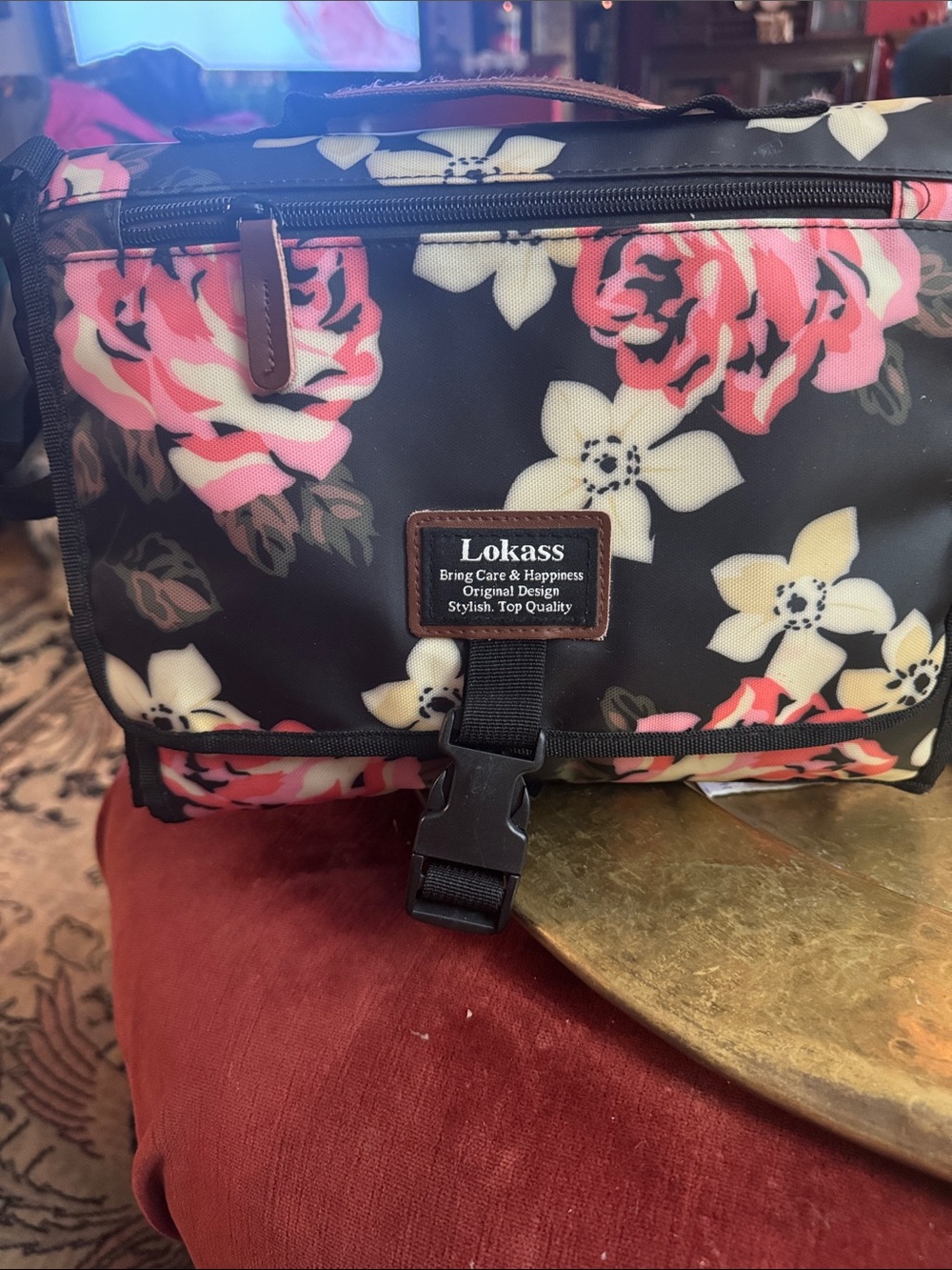 Floral Kids Toiletry Bag in Black and Pink